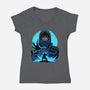 Blue Ninja Fighter-Womens-V-Neck-Tee-rmatix