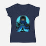 Blue Ninja Fighter-Womens-V-Neck-Tee-rmatix