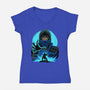 Blue Ninja Fighter-Womens-V-Neck-Tee-rmatix