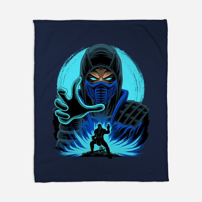 Blue Ninja Fighter-None-Fleece-Blanket-rmatix