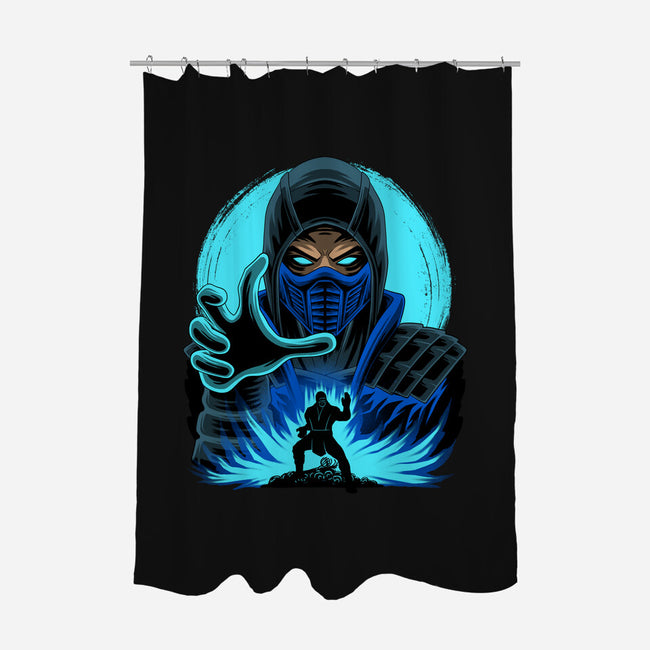 Blue Ninja Fighter-None-Polyester-Shower Curtain-rmatix