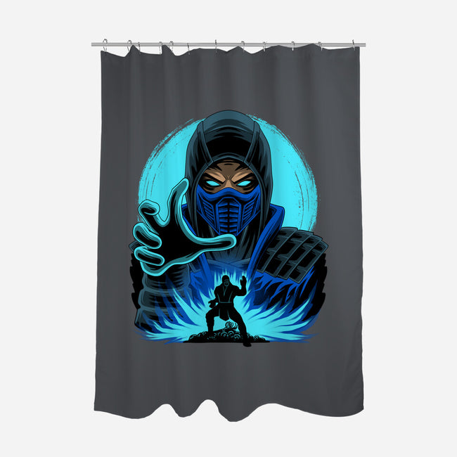 Blue Ninja Fighter-None-Polyester-Shower Curtain-rmatix