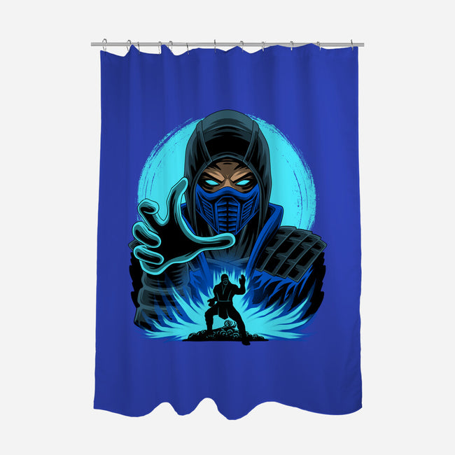 Blue Ninja Fighter-None-Polyester-Shower Curtain-rmatix