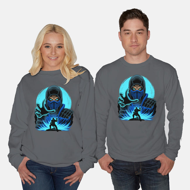Blue Ninja Fighter-Unisex-Crew Neck-Sweatshirt-rmatix