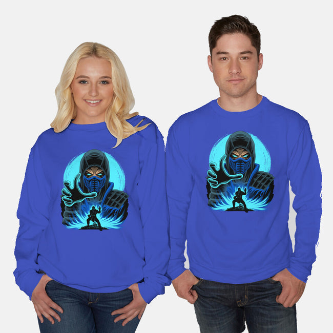 Blue Ninja Fighter-Unisex-Crew Neck-Sweatshirt-rmatix