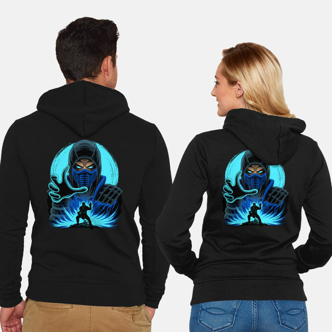 Blue Ninja Fighter-Unisex-Zip-Up-Sweatshirt-rmatix