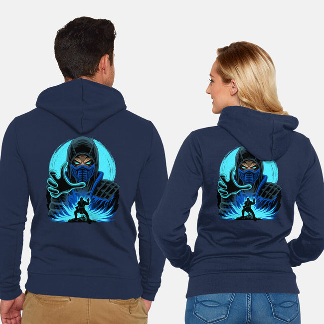 Blue Ninja Fighter-Unisex-Zip-Up-Sweatshirt-rmatix