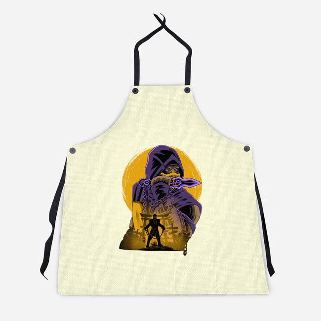 Yellow Ninja Fighter-Unisex-Kitchen-Apron-rmatix