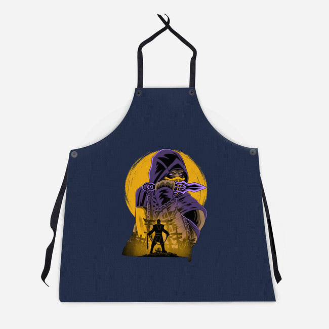 Yellow Ninja Fighter-Unisex-Kitchen-Apron-rmatix