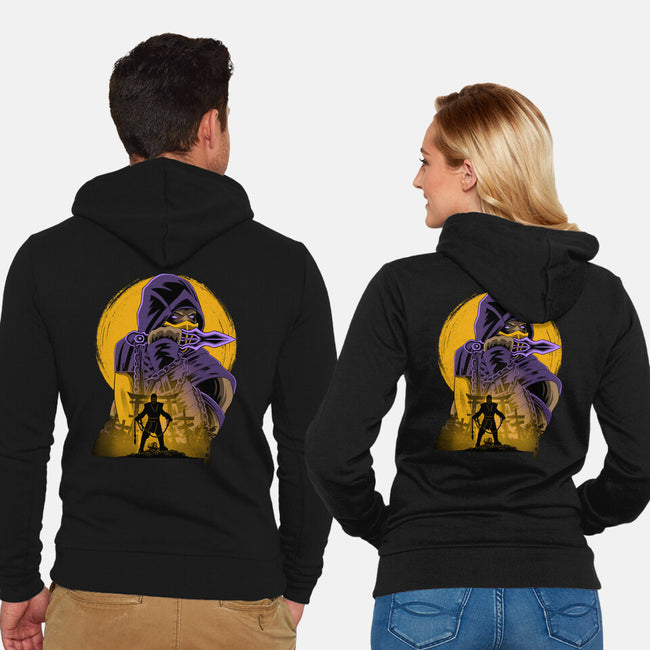 Yellow Ninja Fighter-Unisex-Zip-Up-Sweatshirt-rmatix
