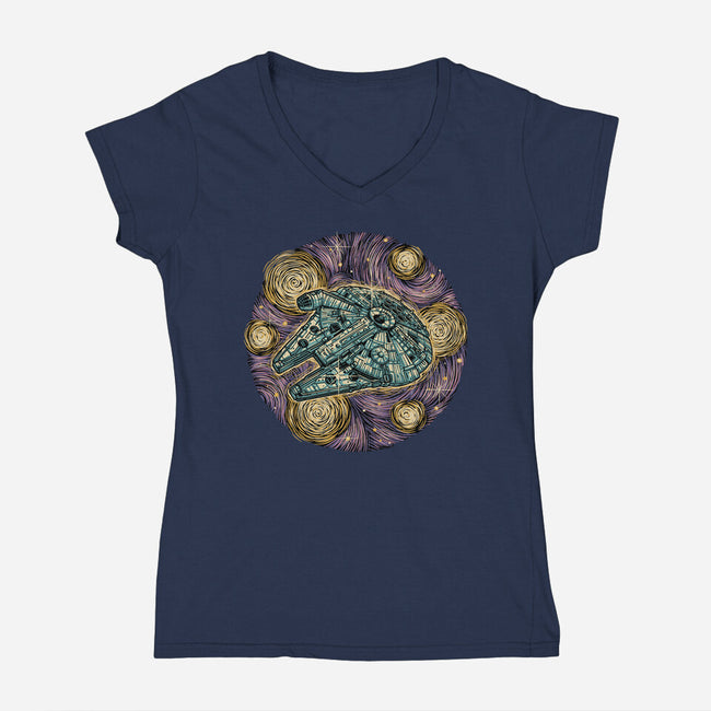 Travel To The Stars-Womens-V-Neck-Tee-glitchygorilla
