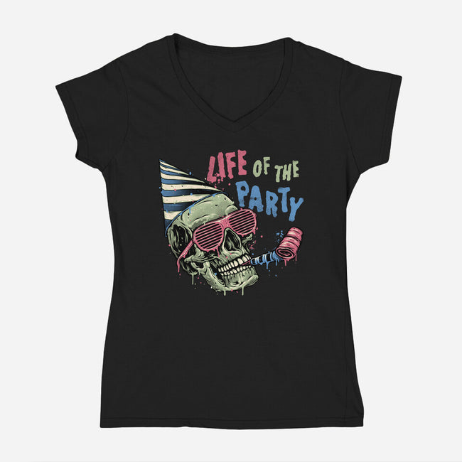 Life Of The Party-Womens-V-Neck-Tee-glitchygorilla