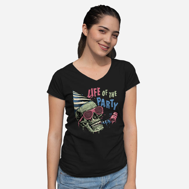 Life Of The Party-Womens-V-Neck-Tee-glitchygorilla
