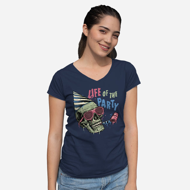 Life Of The Party-Womens-V-Neck-Tee-glitchygorilla
