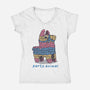 Party Animal-Womens-V-Neck-Tee-glitchygorilla