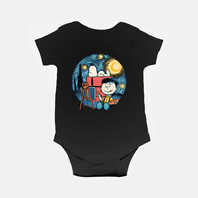 Painting The Night-Baby-Basic-Onesie-glitchygorilla