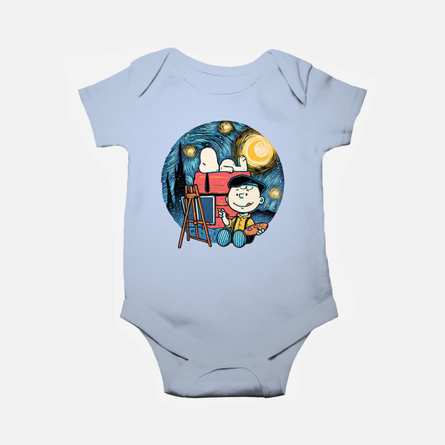 Painting The Night-Baby-Basic-Onesie-glitchygorilla