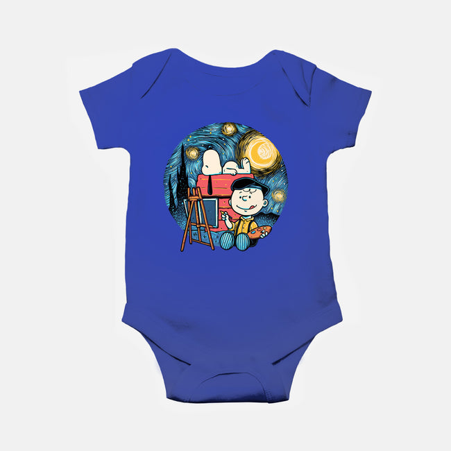 Painting The Night-Baby-Basic-Onesie-glitchygorilla
