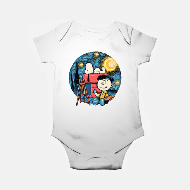 Painting The Night-Baby-Basic-Onesie-glitchygorilla