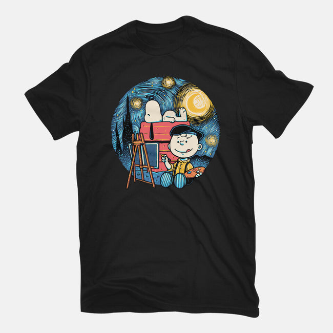 Painting The Night-Womens-Fitted-Tee-glitchygorilla