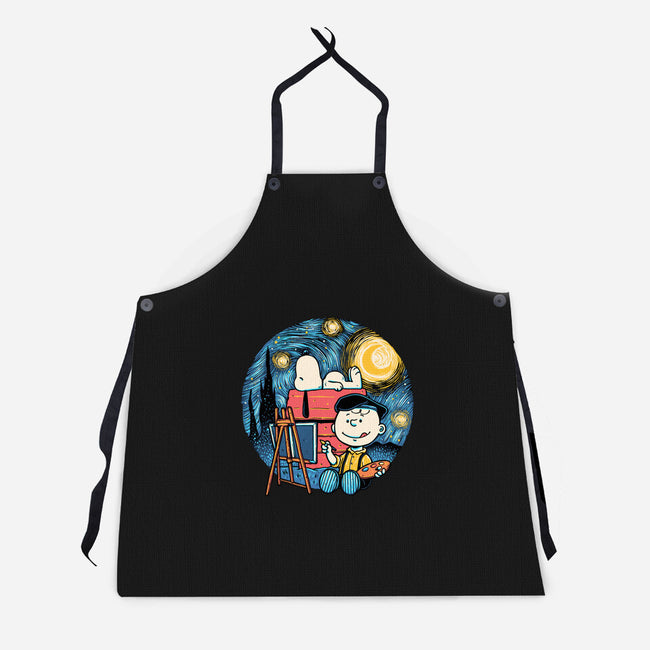 Painting The Night-Unisex-Kitchen-Apron-glitchygorilla