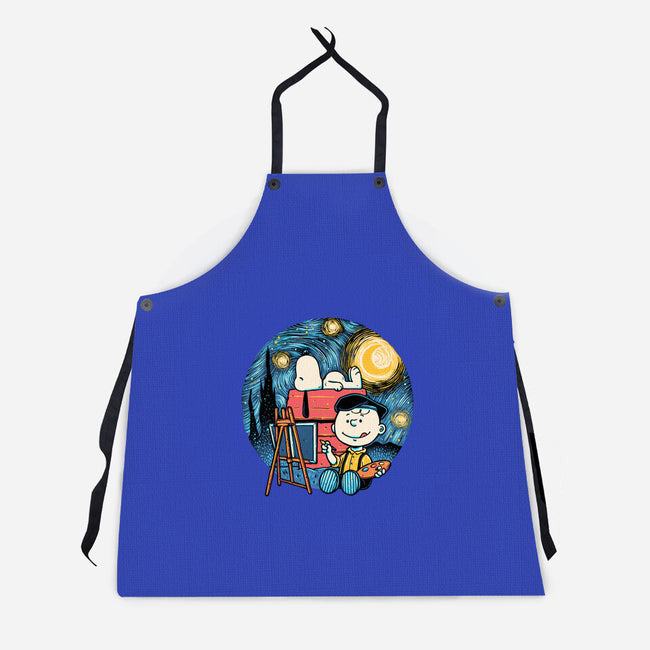 Painting The Night-Unisex-Kitchen-Apron-glitchygorilla
