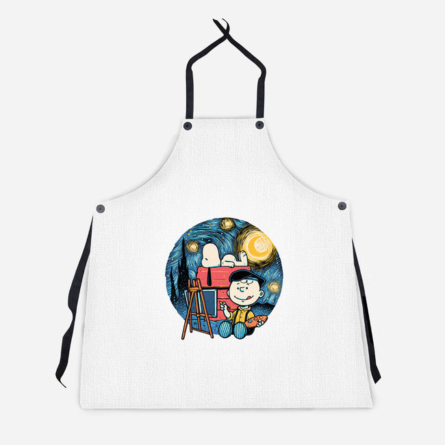 Painting The Night-Unisex-Kitchen-Apron-glitchygorilla