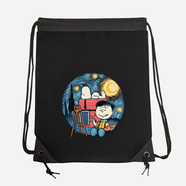 Painting The Night-None-Drawstring-Bag-glitchygorilla