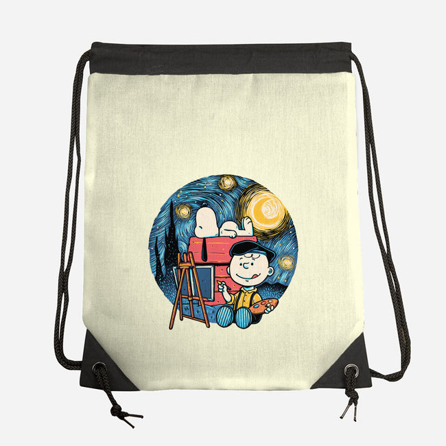 Painting The Night-None-Drawstring-Bag-glitchygorilla