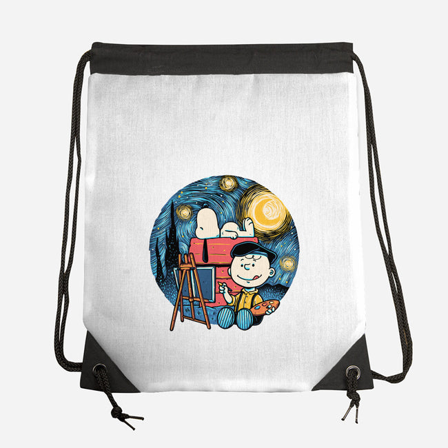 Painting The Night-None-Drawstring-Bag-glitchygorilla