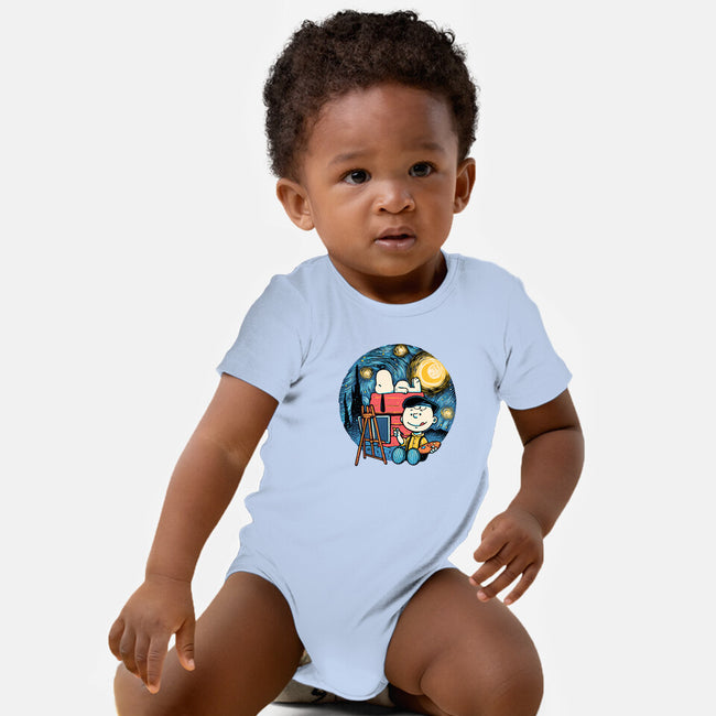 Painting The Night-Baby-Basic-Onesie-glitchygorilla