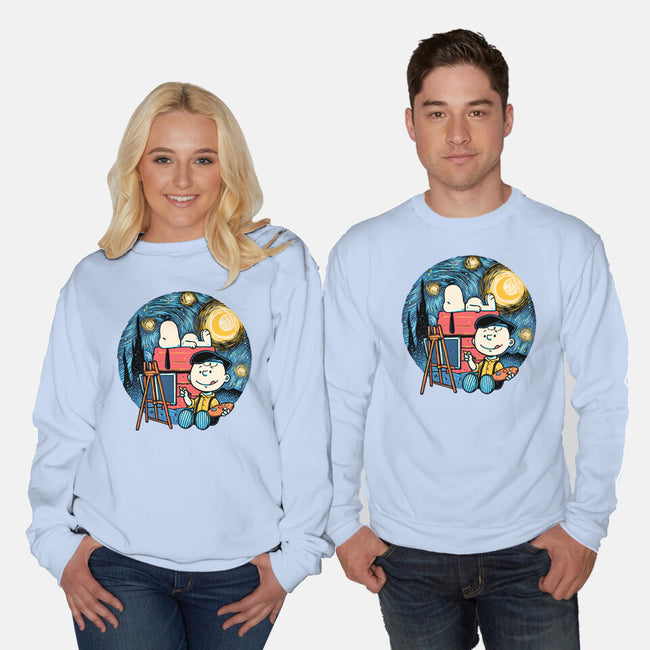Painting The Night-Unisex-Crew Neck-Sweatshirt-glitchygorilla