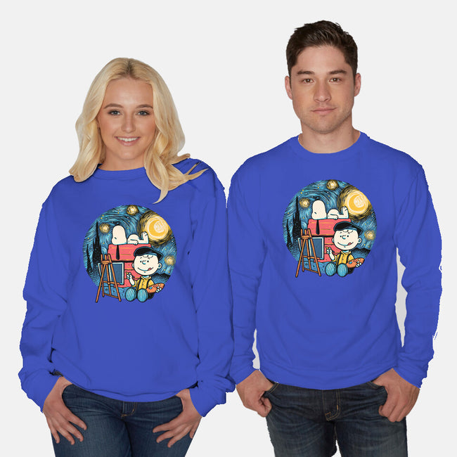 Painting The Night-Unisex-Crew Neck-Sweatshirt-glitchygorilla