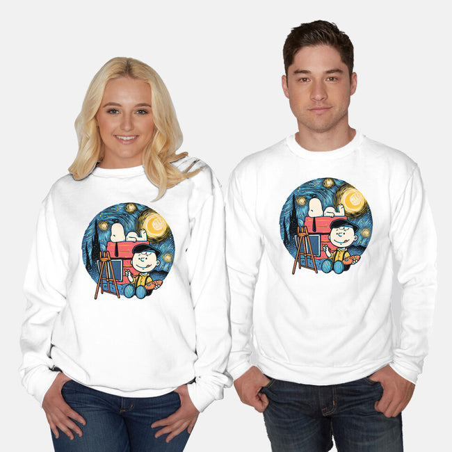 Painting The Night-Unisex-Crew Neck-Sweatshirt-glitchygorilla
