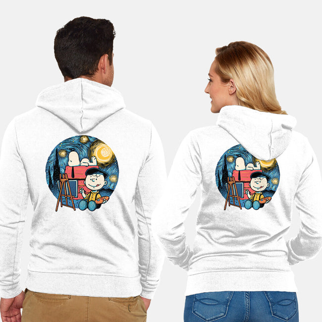 Painting The Night-Unisex-Zip-Up-Sweatshirt-glitchygorilla
