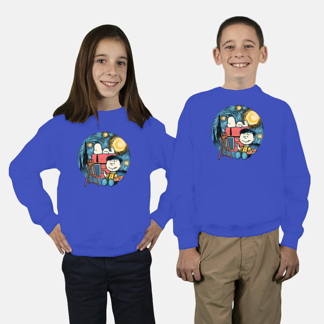 Painting The Night-Youth-Crew Neck-Sweatshirt-glitchygorilla