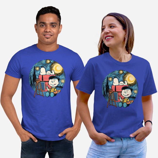 Painting The Night-Unisex-Basic-Tee-glitchygorilla