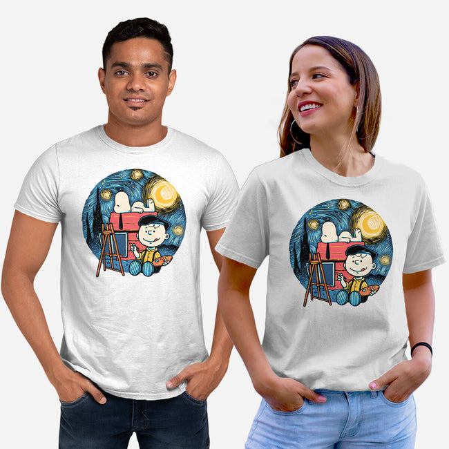 Painting The Night-Unisex-Basic-Tee-glitchygorilla