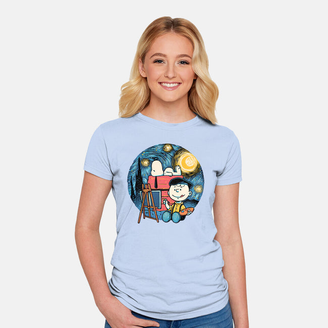 Painting The Night-Womens-Fitted-Tee-glitchygorilla