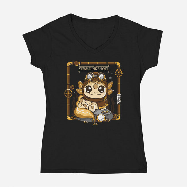 Steampunk A-lotl-Womens-V-Neck-Tee-Vallina84