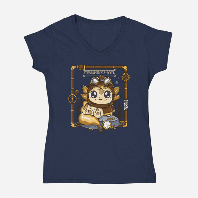 Steampunk A-lotl-Womens-V-Neck-Tee-Vallina84