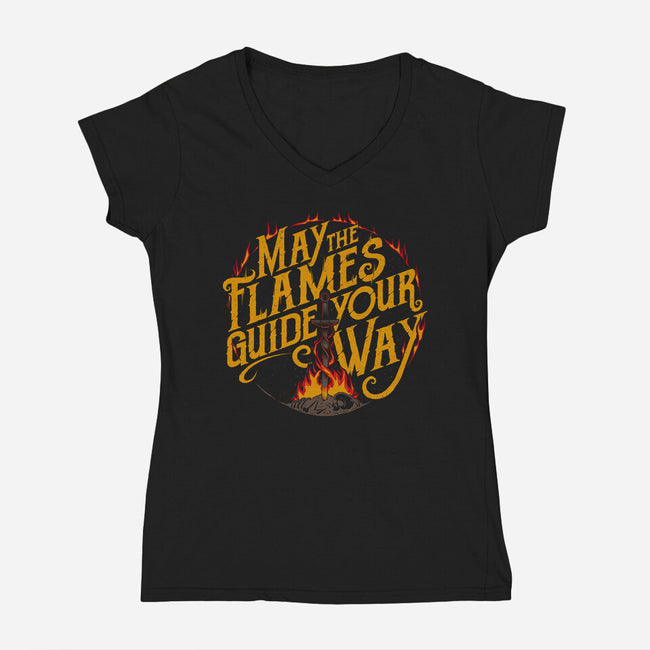 May The Flames-Womens-V-Neck-Tee-yumie