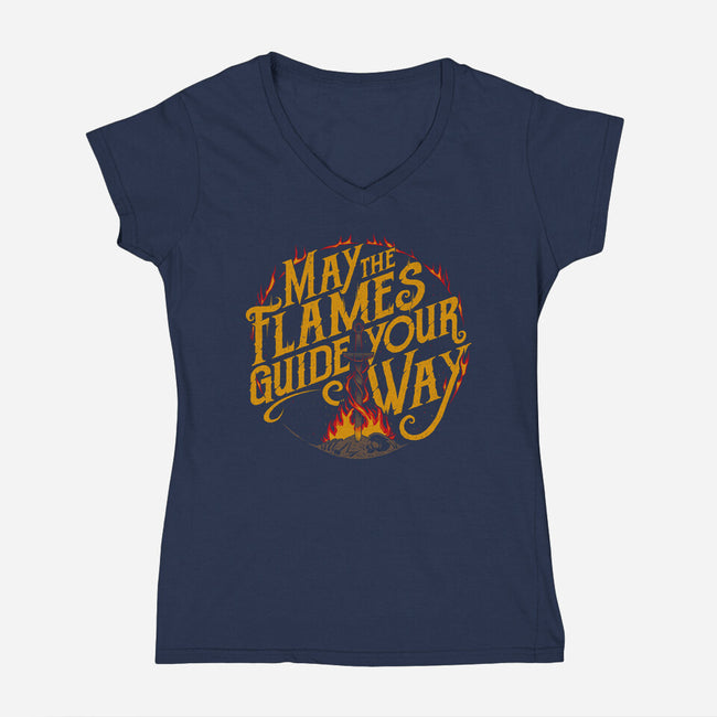 May The Flames-Womens-V-Neck-Tee-yumie