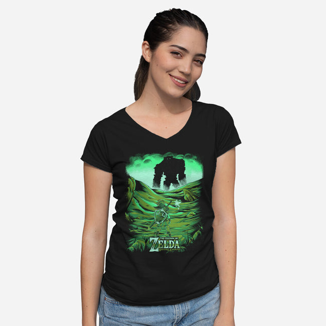 The Shado Of Zelda-Womens-V-Neck-Tee-yumie