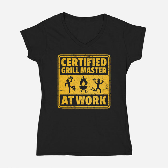 Certified Grill Master-Womens-V-Neck-Tee-kg07