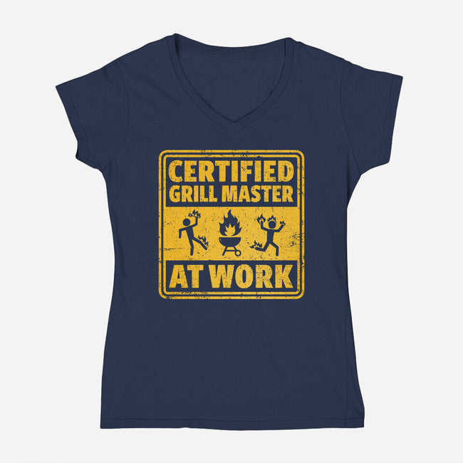 Certified Grill Master-Womens-V-Neck-Tee-kg07