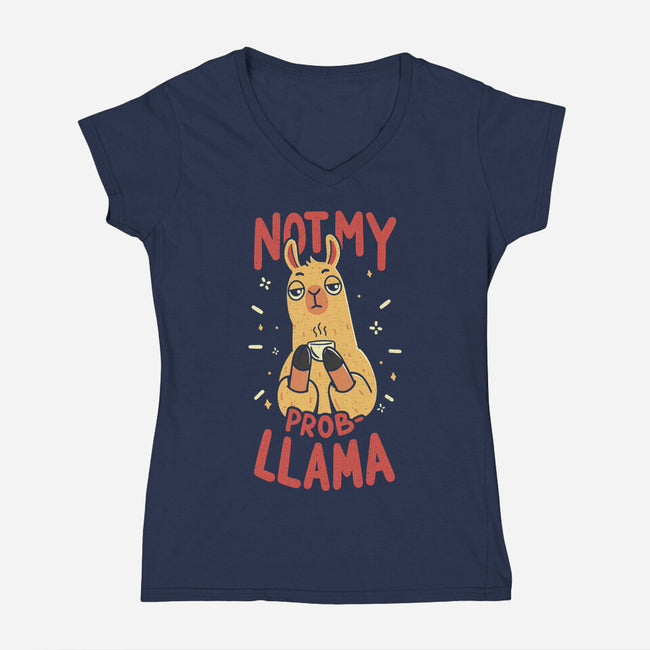 Not My Prob-Llama-Womens-V-Neck-Tee-rarpoint