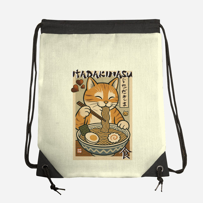 Itadakimasu Cat-None-Drawstring-Bag-fanfabio