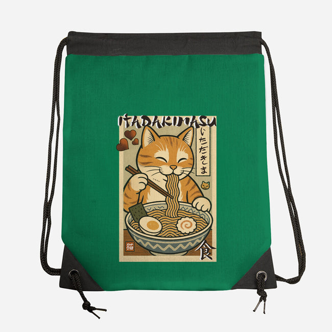 Itadakimasu Cat-None-Drawstring-Bag-fanfabio