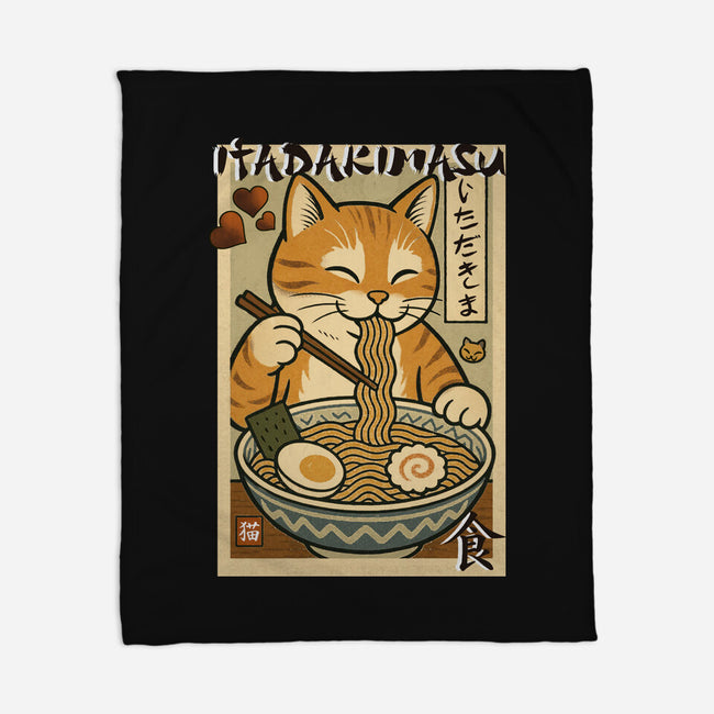Itadakimasu Cat-None-Fleece-Blanket-fanfabio